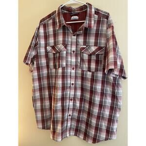 Columbia Shirt Mens Extra Large Red Plaid Button Down Short Sleeve Vented